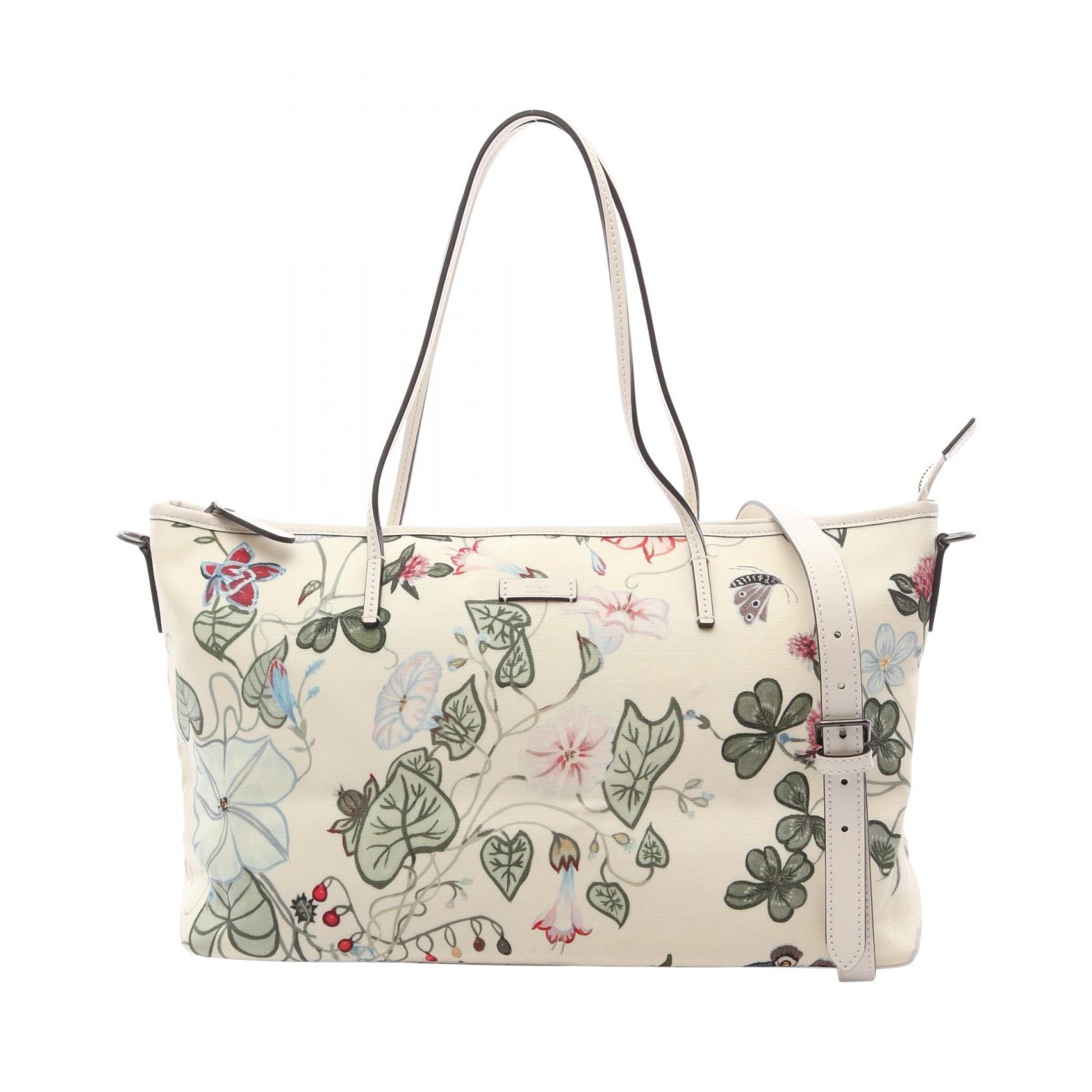 グッチ GUCCI クリスナイト フローラ トートバッグ バッグ レザー ナイロンキャンバス レディース アイボリー系 / マルチカラー 353437 【中古】