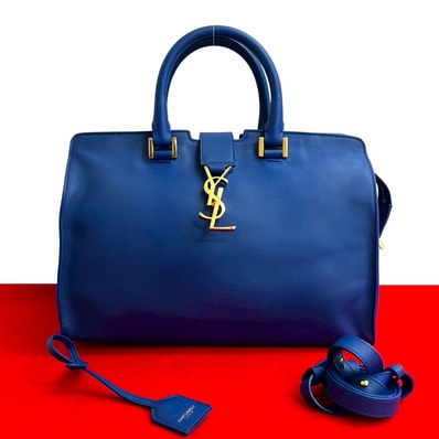 YVES SAINT LAURENT イヴ・サンローラン ベイビーカバス YSL ロゴ 金具 レザー ショルダーバッグ ブルー
07847