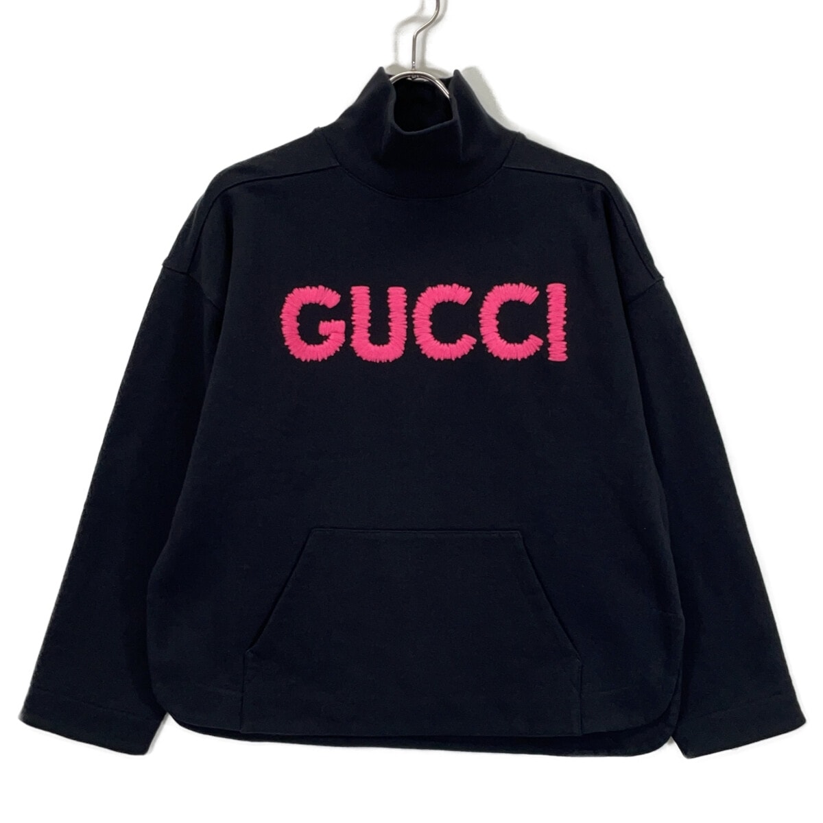 グッチ 776844 ブラック×ピンク コットン ロゴスウェット XS