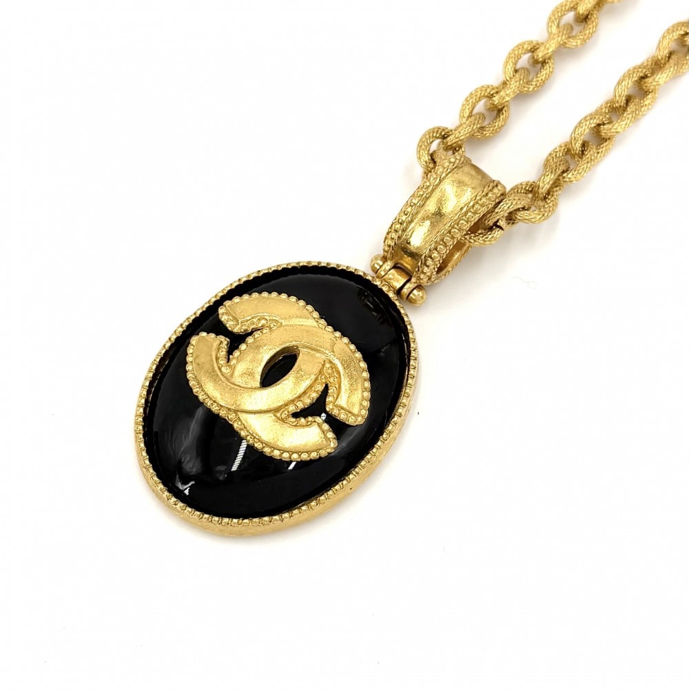 CHANEL シャネル ネックレス ココマーク ロングネックレス アクセサリー ヴィンテージ GP    96A ゴールド ブラック 黒 レディース 約116.0g 1996年【中古品】