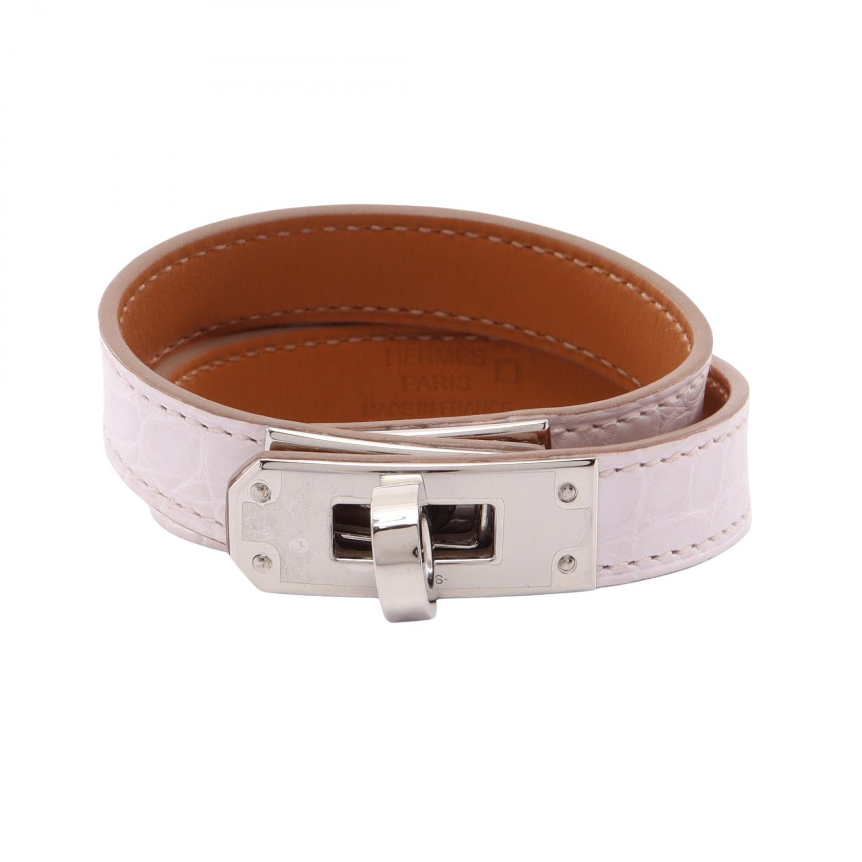 エルメス HERMES ケリーブレスレット ドゥブルトゥール ブレスレット アクセサリー アリゲーターマット / メタル アリゲーターマット W刻印(2024年製造) レディース ピンク系 / シルバー系 【中古】
