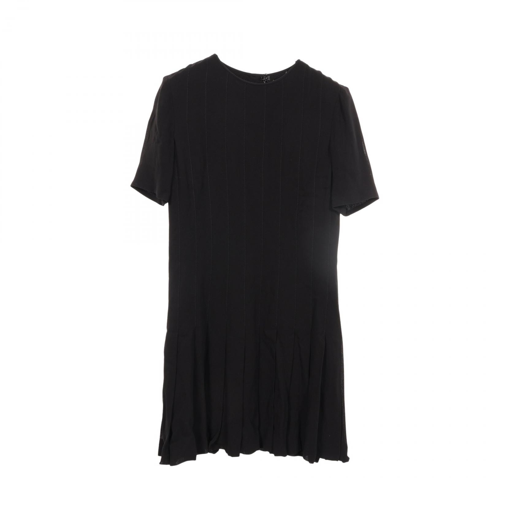 サンローランパリ SAINT LAURENT PARIS プリーツ 半袖 ワンピース 衣料品 トップス レーヨン レディース ブラック系 【中古】