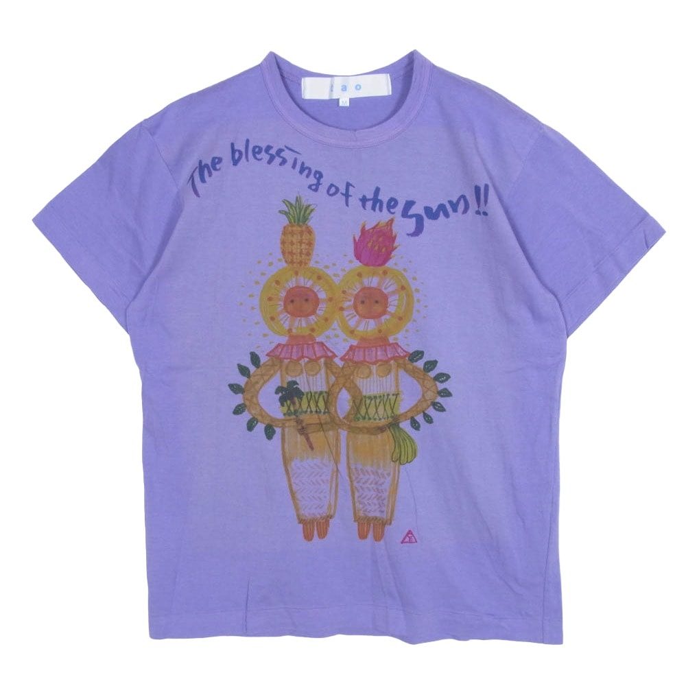 tao COMME des GARCONS タオ コムデギャルソン Tシャツ TI-T035 プリント 半袖 Tシャツ カットソー パープル系 M【中古】