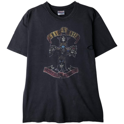 古着 ヘインズ Hanes GUNS N' ROSES ガンズアンドローゼズ ドクロ柄 スカル柄 バンドTシャツ バンT メンズM相当/eaa610047