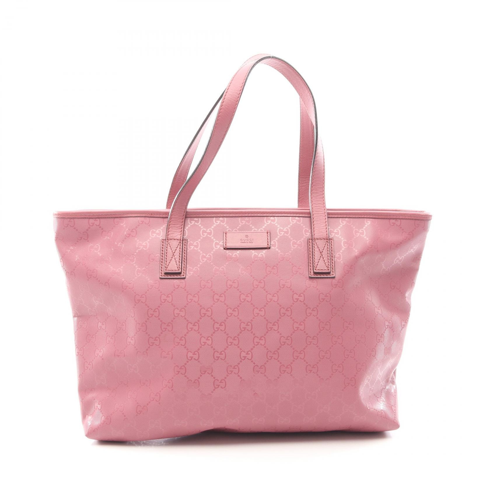 グッチ GUCCI GGインプリメ トートバッグ バッグ PVCコーティングキャンバス レザー レディース ピンク系 211137 【中古】