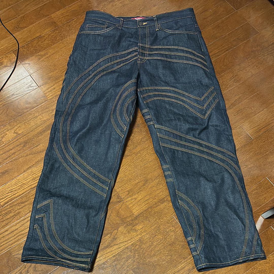 Supreme S Logo Rigid Baggy Jean "Rigid Indigo"