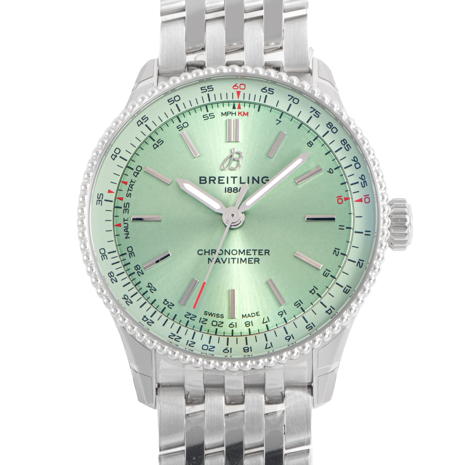 【新品】BREITLING ブライトリング ナビタイマー オートマチック 36 A17327361L1A1 保証書2025年 ミントグリーン【中古】