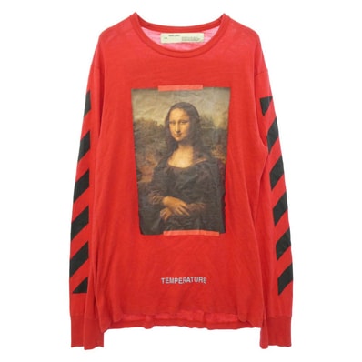 OFF-WHITE オフホワイト 18SS OMAB001S18001012 DIAG MONALISA L/S TEE モナリザ ロンT 長袖 Tシャツ カットソー レッド系 L【中古】