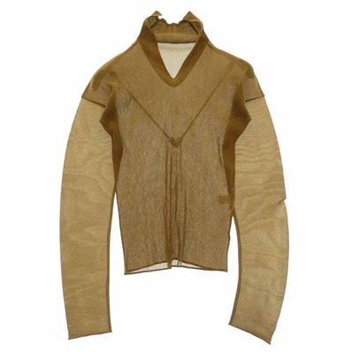 ISSEY MIYAKE イッセイミヤケ 22SS IM22FJ831 プリーツ加工 セーラーカラー スキッパー カットソー ブラウン系 3【美品】【中古】