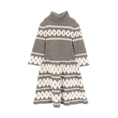 シャネル CHANEL グリポアボタン ワンピース 衣料品 トップス ウール ヤク / カシミヤ レディース グレー系 / ホワイト系 / ブラウン系 【中古】