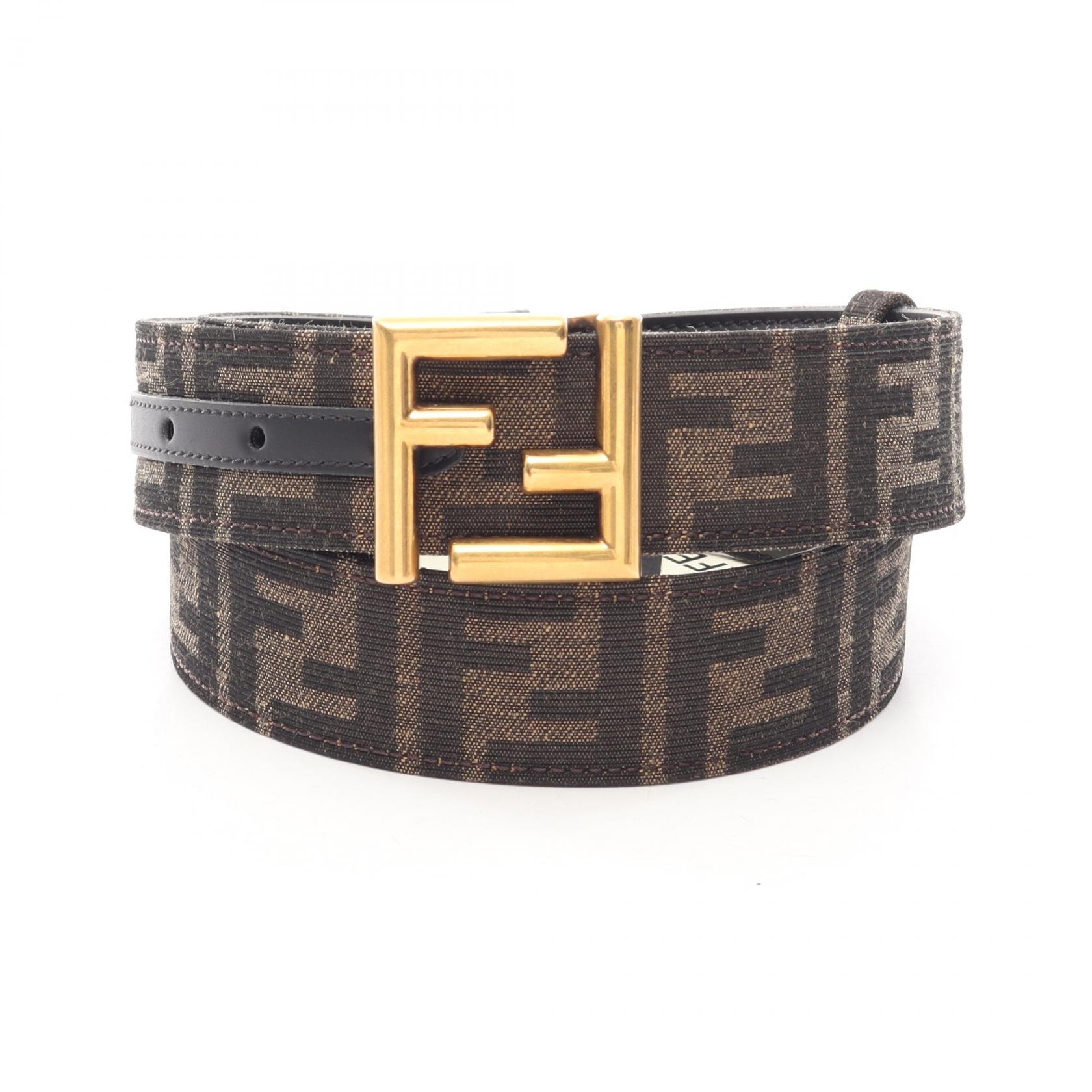 フェンディ FENDI FFロゴバックル ゴールド金具 リバーシブル ベルト 衣料品 キャンバス レザー レディース ブラック系 / ブラウン系 8C0686ANH7F1L2J85 【新品】