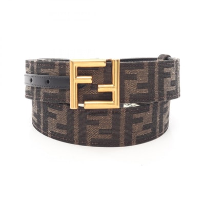 フェンディ FENDI FFロゴバックル ゴールド金具 リバーシブル ベルト 衣料品 キャンバス レザー レディース ブラック系 / ブラウン系 8C0686ANH7F1L2J85 【新品】