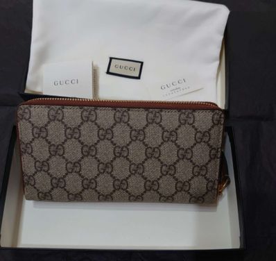 Gucci GG Supreme Zip Wallet "Beige"