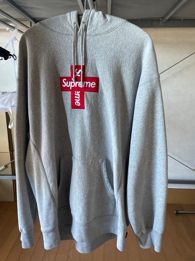 Supreme Cross Box Logo Hooded Sweatshirt "Grey"