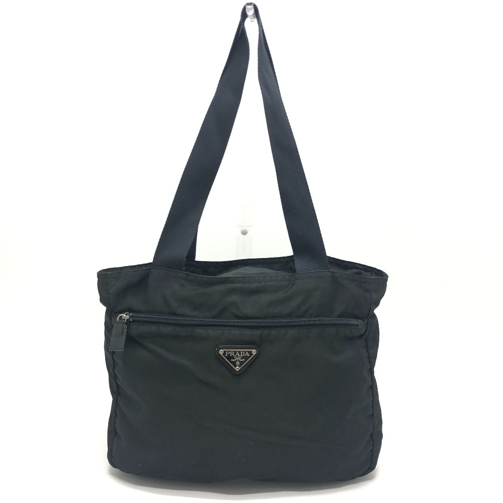 プラダ PRADA トライアングルプレート 肩掛け ショルダーバッグ カバン トートバッグ ナイロン ブラック