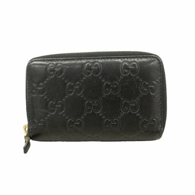 ★SALE【6hc1695-k】グッチ コインケース グッチシマ 255452 レザー ブラック シャンパンゴールド金具【中古】メンズ レディース ユニセックス