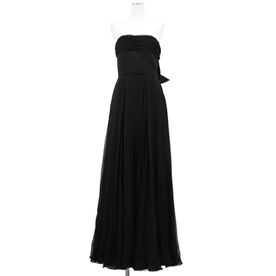 Christian Dior クリスチャン ディオール ドレス マキシ シルク100% サイズ 36 レディース 2023年製 シースルー シフォン ストラップレス フレア ロング ガーメント付属 ブラック 黒 フランス製