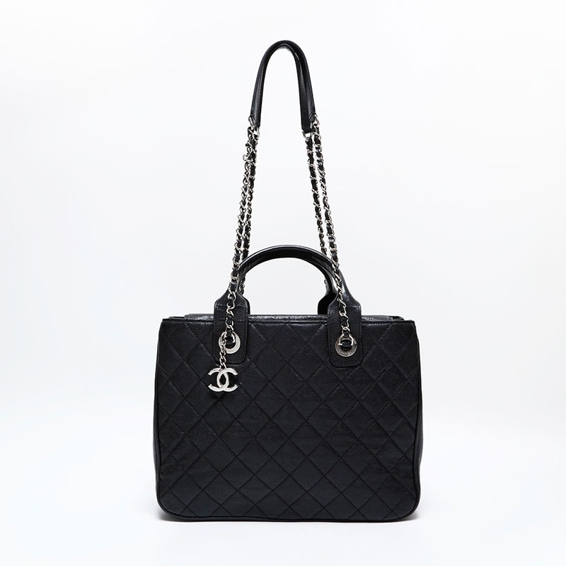 シャネル CHANEL 25番台 2018 キャビア トート 2way マトラッセ ショルダーバッグ【中古】