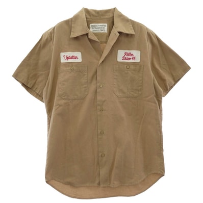 WACKO MARIA ワコマリア 半袖シャツ guilty parties バックロゴ ワーク 半袖 シャツ ベージュ系 S【中古】