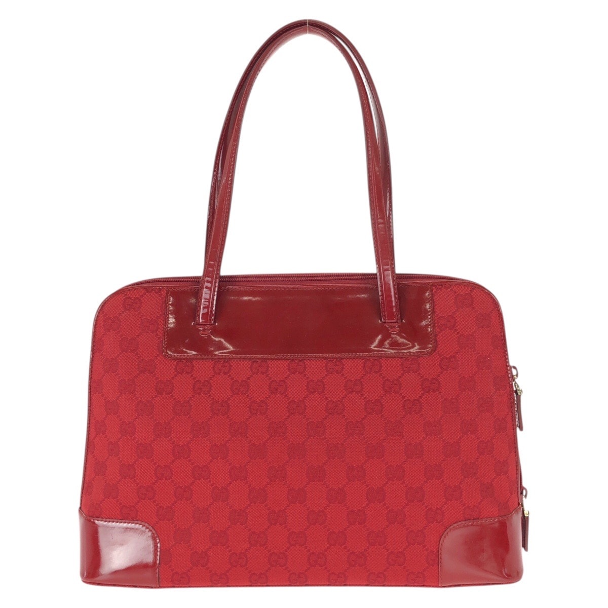 美品 GUCCI グッチ レッド ゴールド金具 GGキャンバス エナメル/ トートバッグ ショルダーバッグ 600039 【中古】