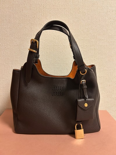 MIU MIU Leather Handbag "Dark Brown/Papaya"
