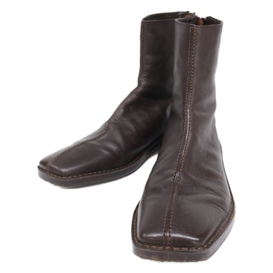 ルメール レザー スクエアトゥ バックジップ ブーツ 42