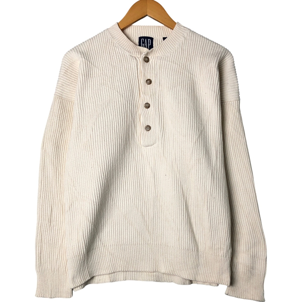 古着 90年代 ギャップ GAP オールドギャップ リブ編み ヘンリーネック コットンニットセーター メンズL相当 ヴィンテージ/eaa599635