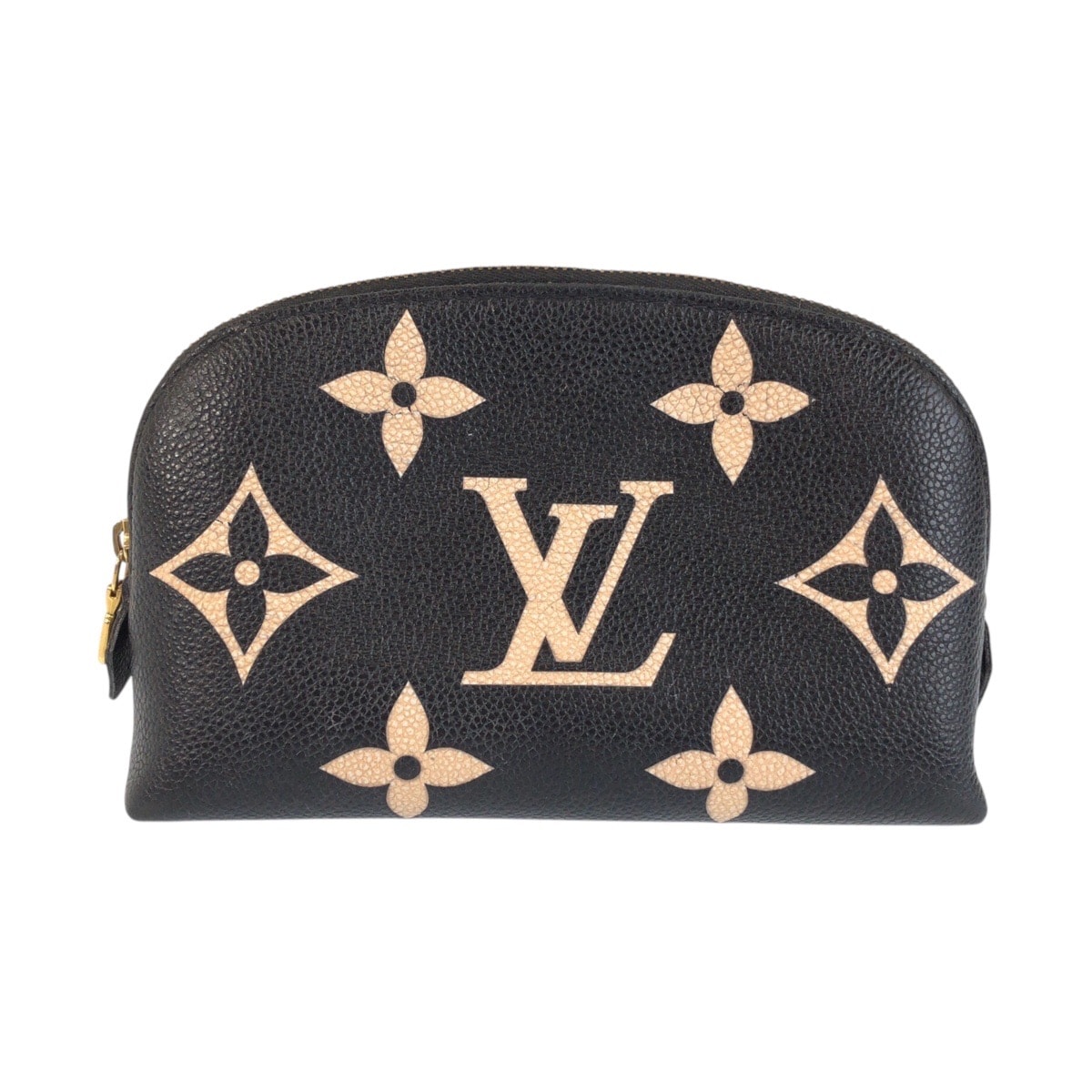 LOUIS VUITTON ルイヴィトン モノグラム アンプラント ポシェット コスメティックPM ブラック ベージュ ゴールド金具 レザー ポーチ 化粧ポーチ 602695 【中古】