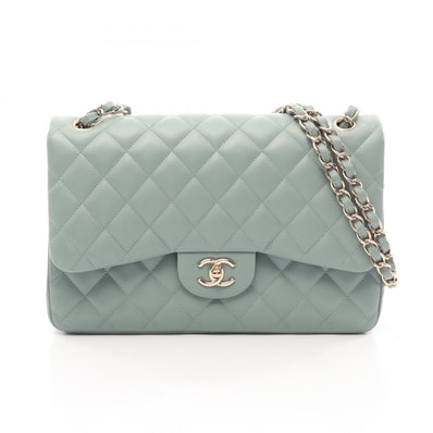 シャネル CHANEL デカマトラッセ30 クラシック ラージ Wフラップ ショルダーバッグ バッグ キャビアスキン(グレインドカーフ) レディース グリーン系 A58600 【中古】