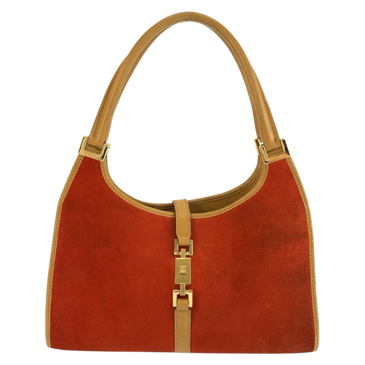 美品 GUCCI グッチ ジャッキー オレンジ ゴールド金具 スウェード レザー/ ハンドバッグ トートバッグ 604289 【中古】