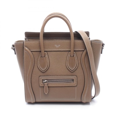 セリーヌ CELINE ラゲージ ナノショッパー 2WAY ハンドバッグ バッグ レザー レディース ベージュ系 【中古】