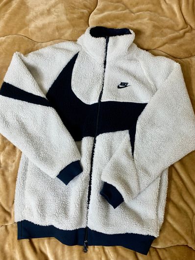 Nike Big Swoosh Reversible Boa Jacket "Sail/Dark Obsidian"