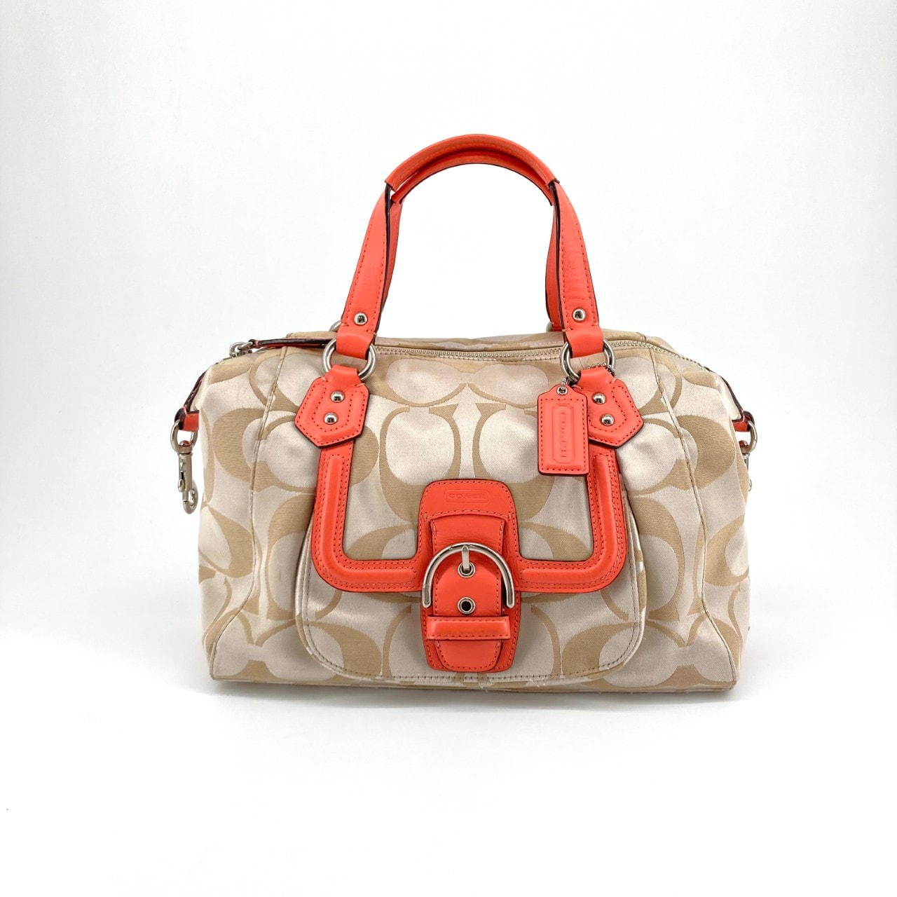 COACH(コーチ) キャンベル グネチャー サッチェル F24741 ハンドバッグ ベージュ×オレンジ