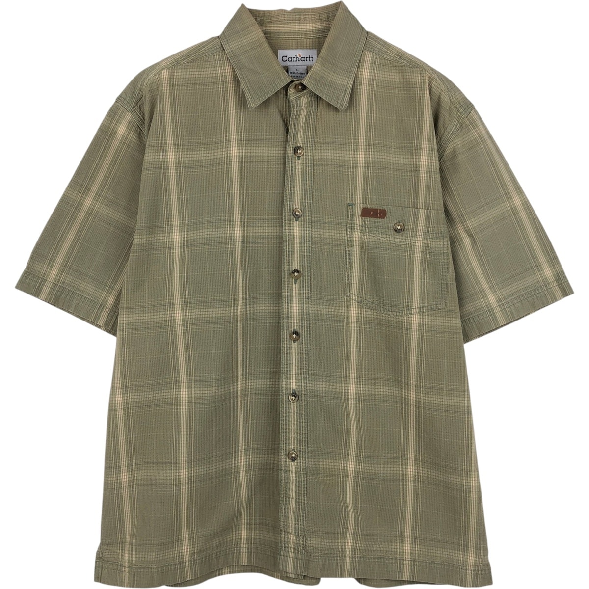 古着 カーハート Carhartt チェック柄 リップストップ 半袖 ワークシャツ ボックスシャツ メンズL相当/eaa655631