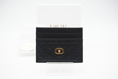 極美品 Dior ディオール ラムスキン Dior Caro Freesia カードホルダー S5130UNTZ_M900 カードケース ブラック ラムスキン レディース
