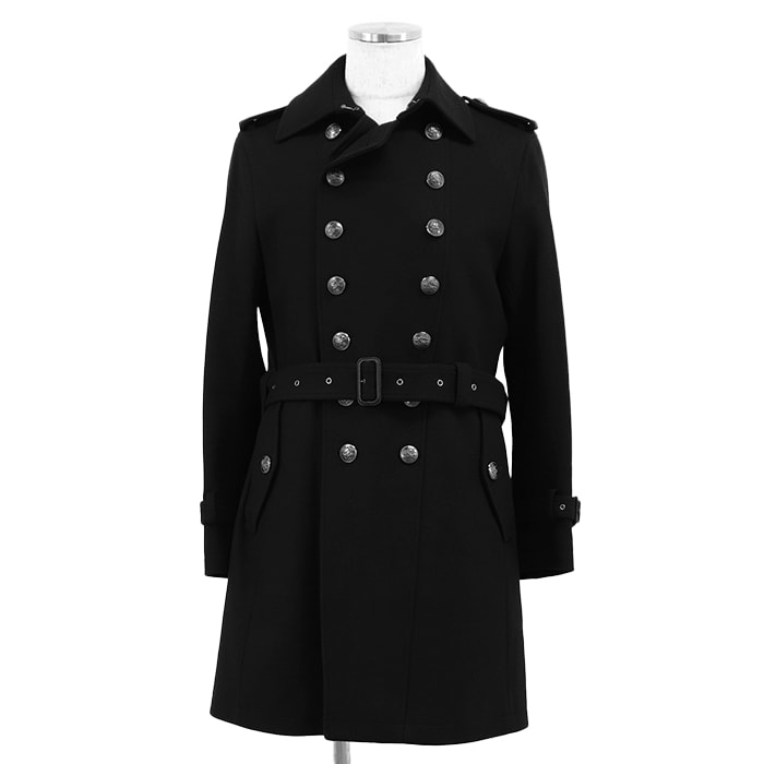 【極美品】BURBERRY BLACK LABEL バーバリーブラックレーベル コート サイズ M メンズ ダブルブレスト ノバチェック ナポレオン カシミヤブレンド ロゴ ボタン アウター ハンガー/ガーメント付属 ブラック 黒
