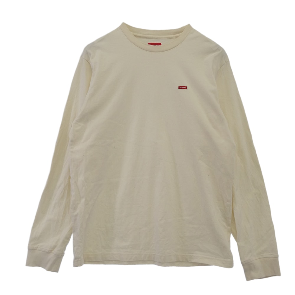 Supreme シュプリーム カットソー Small Box L/S Tee Light Tan スモールボックス ロゴ ロングスリーブ カットソー 長袖 Tシャツ オフホワイト系 M【中古】