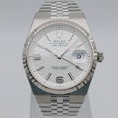 【値下げ】ROLEX ロレックス ランドドゥエラー 36 ハニカム ランダム番 腕時計 127234 SS K18ホワイトゴールド ホワイト シルバー 自動巻き メンズ【中古】