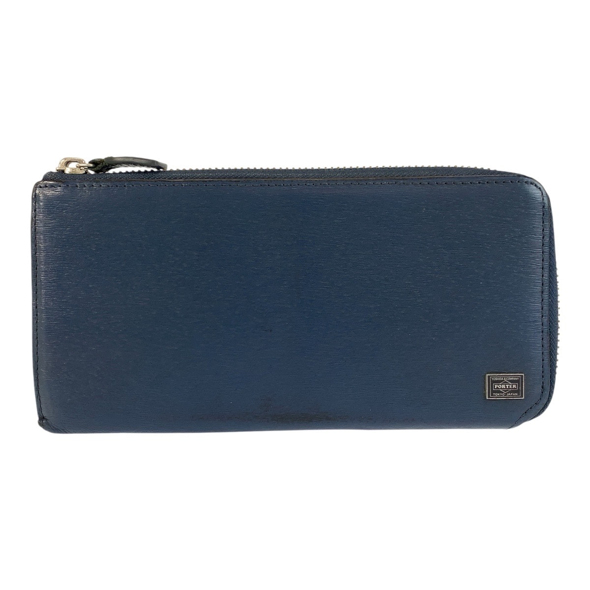 PORTER ポーター カレント ネイビー シルバー金具 レザー 長財布 ロングウォレット 601877 【中古】