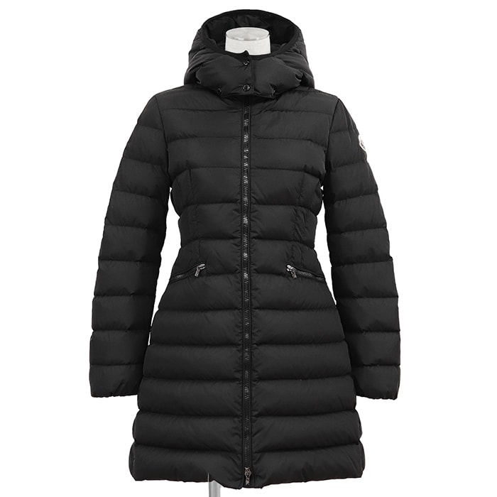 【美品】MONCLER モンクレール ダウンコート サイズ 12anni キッズ CHARPAL シャーパル 2019年モデル ロゴワッペン ウエストシェイプ レディース着用可 アウター ブラック 黒 ルーマニア製
