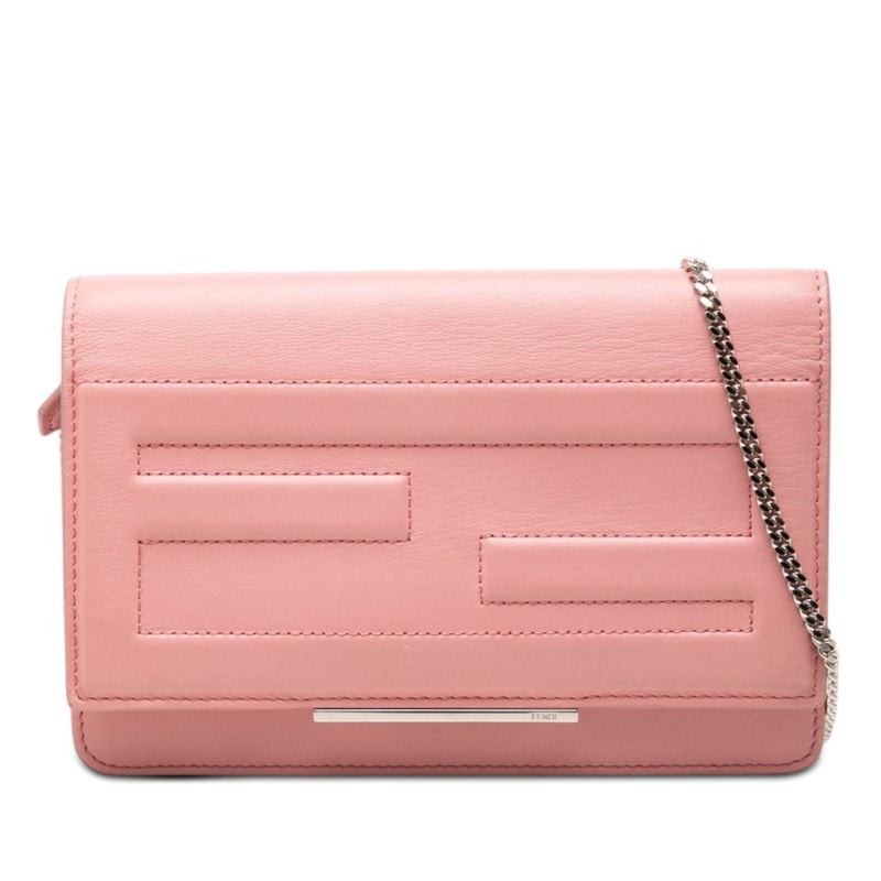 フェンディ チェーン ショルダーバッグ ウォレット 8M0346 ピンク レザー レディース FENDI 【中古】