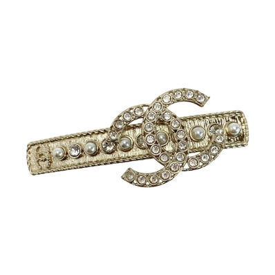 ☆☆CHANEL シャネル ココマーク ラインストーン ゴールド ヘアクリップ