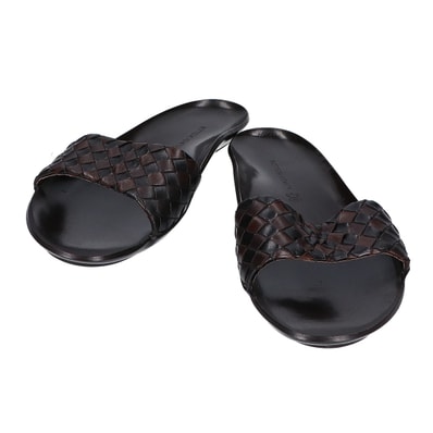 ボッテガヴェネタ 【美品】レザー イントレチャート フラットサンダル/ 37