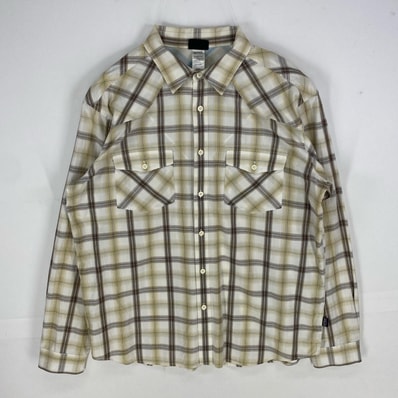 古着 00’s/00年代 パタゴニア patagonia 長袖シャツ 胸ポケット ウエスタン ロングスリーブ L ホワイト系 チェック メンズ