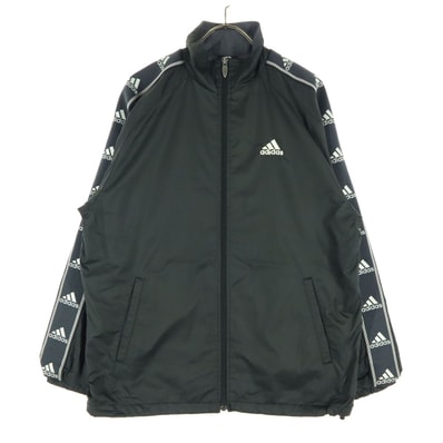 adidas アディダス ワンポイントロゴ 長袖 ジップジャケット S ブラック