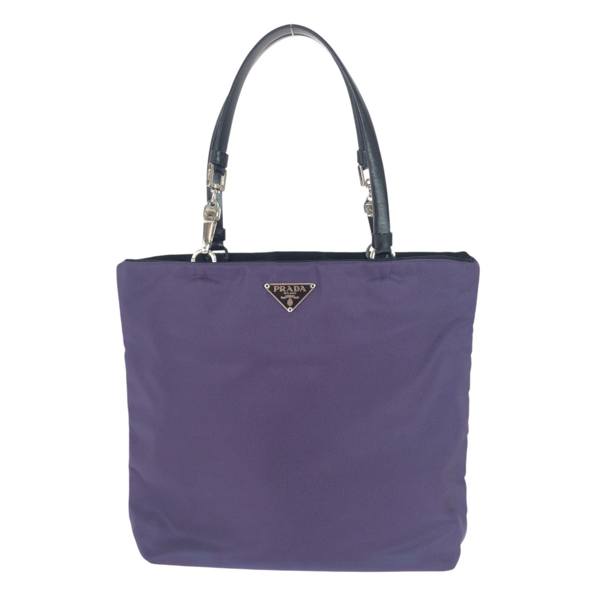 美品 PRADA プラダ テスート 三角ロゴプレート パープル シルバー金具 ナイロン レザー/ トートバッグ ハンドバッグ 505893 【中古】