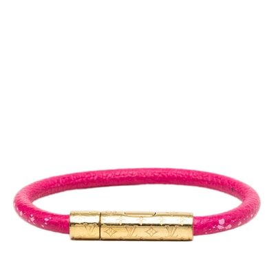 ルイ ヴィトン ブラスレ キープイット ブレスレット ピンク ゴールド レザー メッキ レディース LOUIS VUITTON 中古