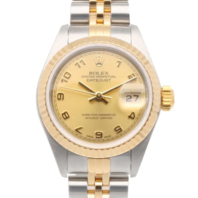 ロレックス デイトジャスト オイスターパーペチュアル 腕時計 時計 18金 K18イエローゴールド 79173 自動巻き 磨き直し済 Y番 レディース 1年保証 ROLEX 中古