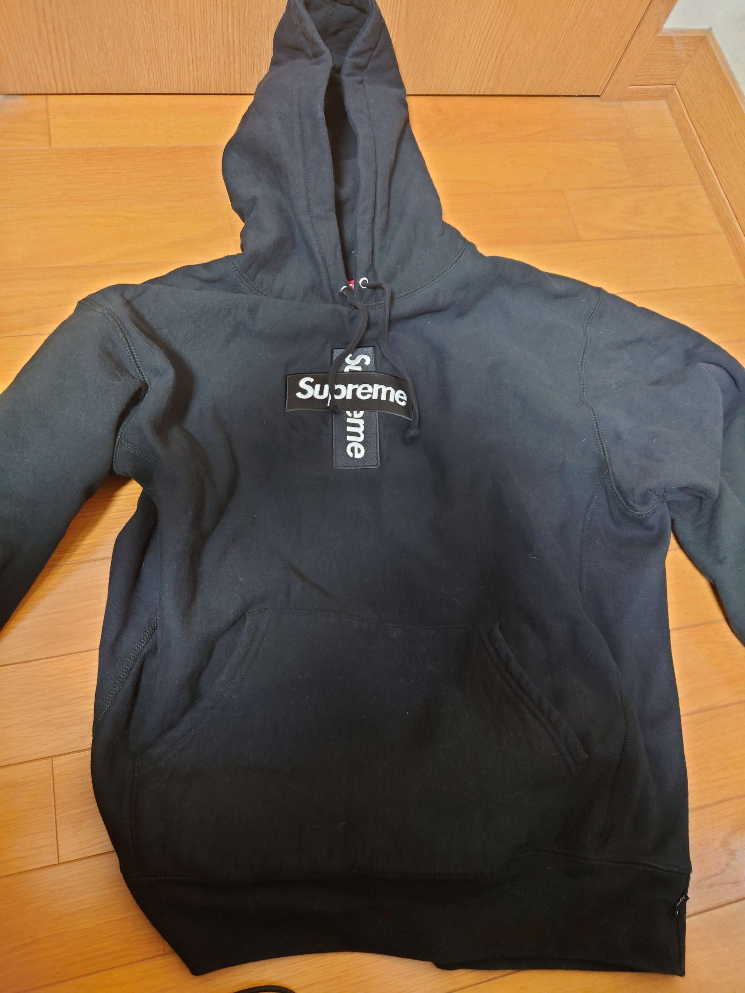 Supreme Cross Box Logo Hooded Sweatshirt "Black"