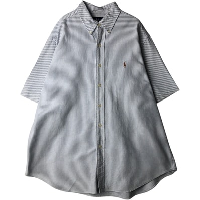古着 ラルフローレン Ralph Lauren CLASSIC FIT クラシックフィット 半袖 ボタンダウン ストライプシャツ メンズXL相当/eaa640915